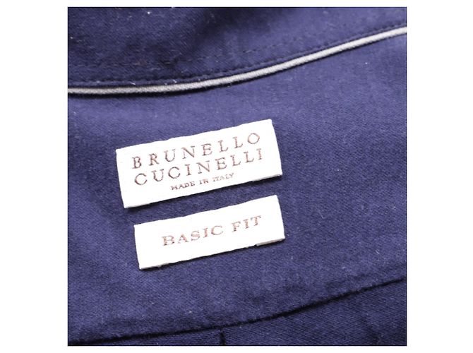 Camicia con bottoni Brunello Cucinelli in cotone blu navy - vista 5