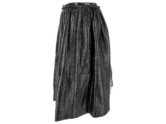 Falda Midi Metálica Marni en Algodón Negro - vista 2