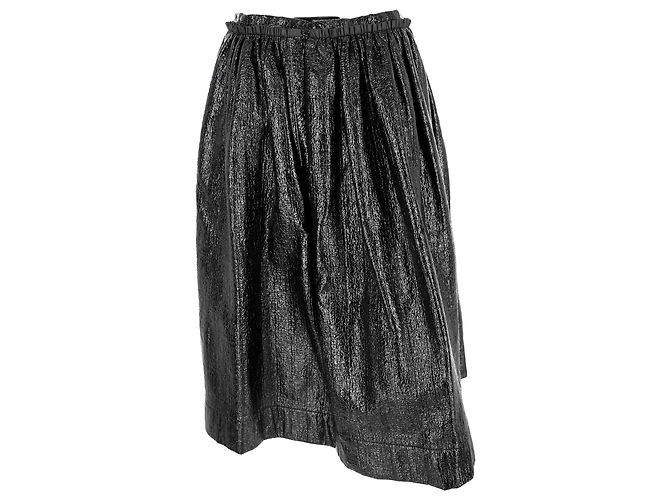 Falda Midi Metálica Marni en Algodón Negro - vista 3