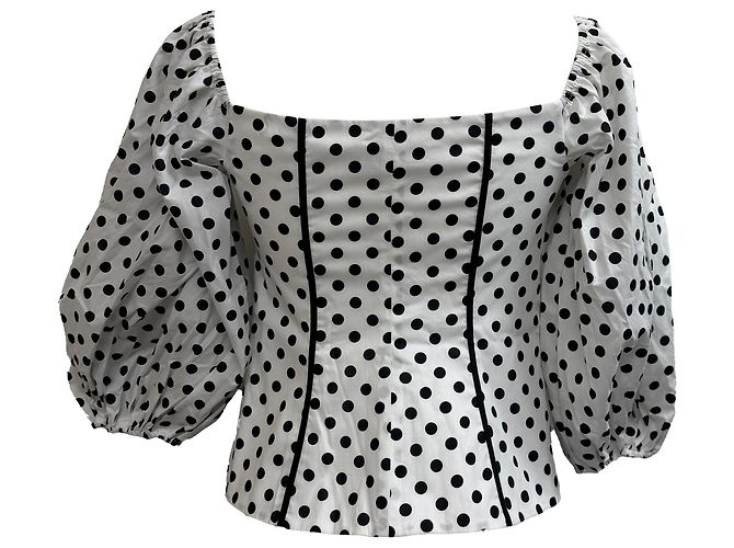 Autre Marque Blusa Off Shoulder Belen de Lunares en Algodón Blanco de Caroline Constas - vista 3