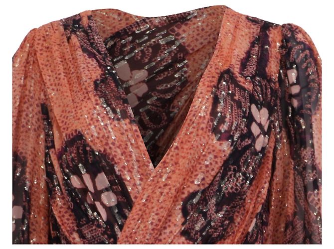 Vestido Mini Wrap Impresso Noemi em Seda Laranja Ulla Johnson - vista 2