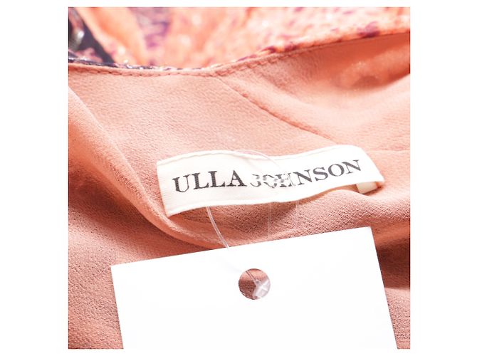 Vestido Mini Wrap Impresso Noemi em Seda Laranja Ulla Johnson - vista 5