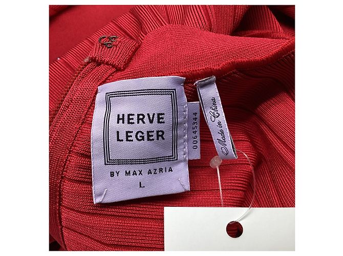 Vestido midi plisado de banda Herve Leger en rayón burdeos Roja - vista 6