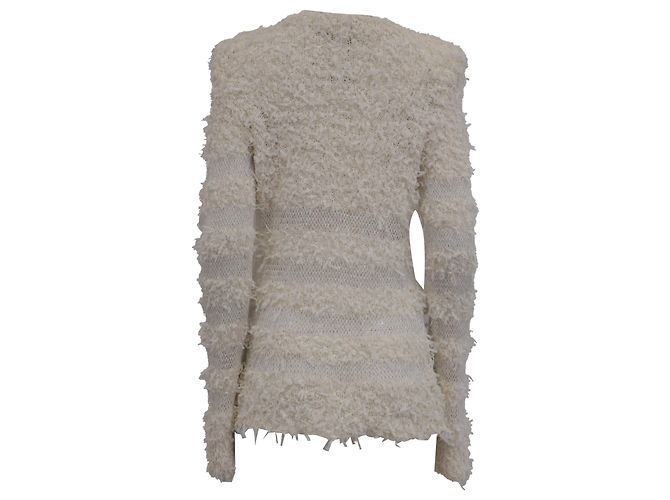 Suéter de malha branco em algodão Balmain Cru - vista 4