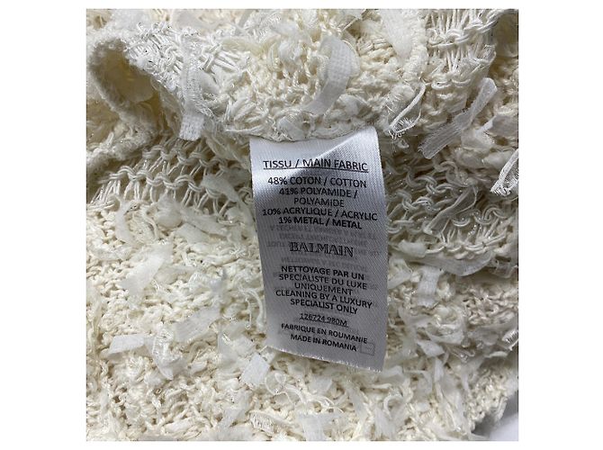Suéter de malha branco em algodão Balmain Cru - vista 5