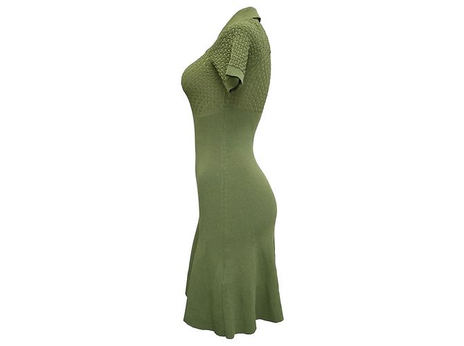 Vestido Mini de Punto con Cuello Sandro Esmila en Viscosa Oliva Verde Verde oliva - vista 2