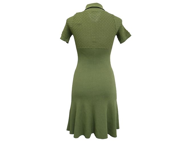 Vestido Mini de Punto con Cuello Sandro Esmila en Viscosa Oliva Verde Verde oliva - vista 3