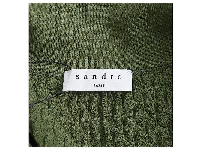 Vestido Mini de Punto con Cuello Sandro Esmila en Viscosa Oliva Verde Verde oliva - vista 4