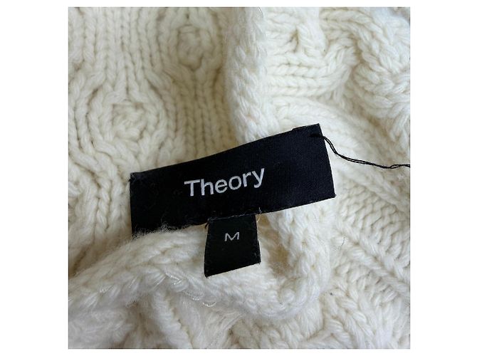 Suéter de lã em creme com trançado Theory Branco Cru - vista 4