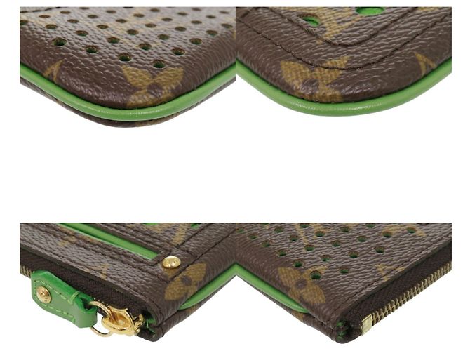 Monedero perforado Monogram Louis Vuitton Verde - vista 3
