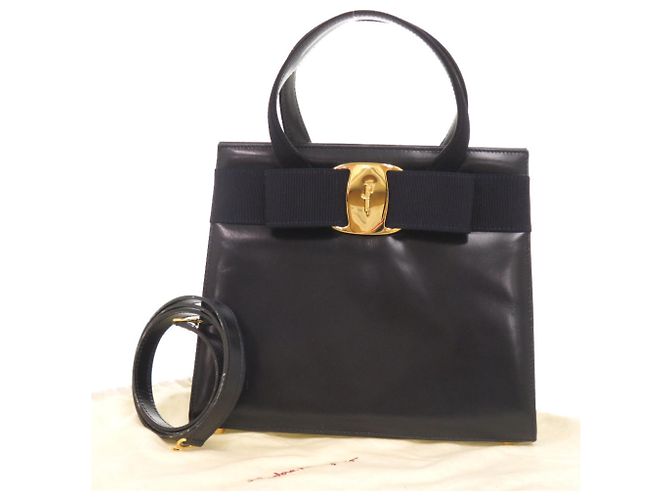 Borsa in pelle blu navy Salvatore Ferragamo - vista 2