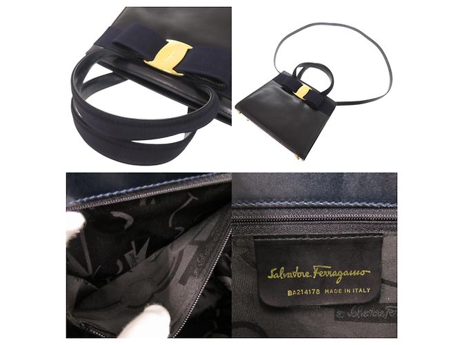 Borsa in pelle blu navy Salvatore Ferragamo - vista 7