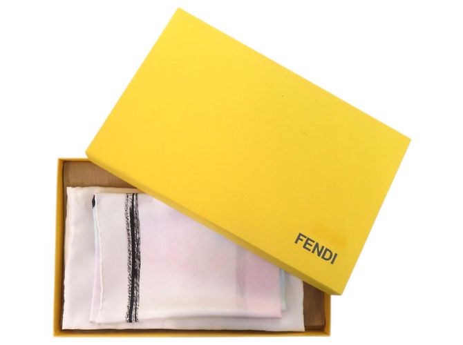 Bufanda de seda con logo Baguette Mania de Fendi Negro Blanco Azul - vista 2