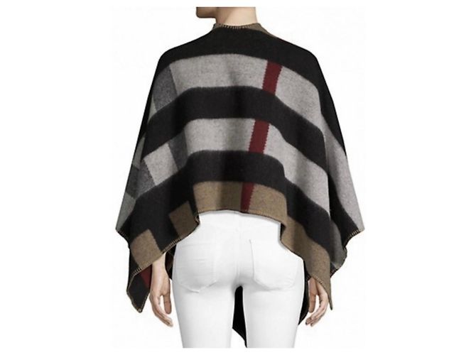 Burberry Poncho-Cape aus Wolle und Kaschmir mit Karomuster Kamel - Ansicht 3