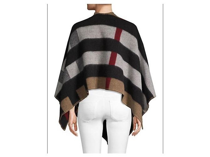 Burberry Poncho-Cape aus Wolle und Kaschmir mit Karomuster Kamel - Ansicht 8