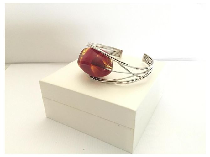 Autre Marque Bracciale a 7 fili in argento sterling 925 con pietra champagne e bordeaux - vista 11