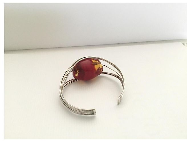 Autre Marque Bracciale a 7 fili in argento sterling 925 con pietra champagne e bordeaux - vista 3