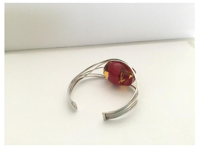 Autre Marque Bracciale a 7 fili in argento sterling 925 con pietra champagne e bordeaux - vista 4