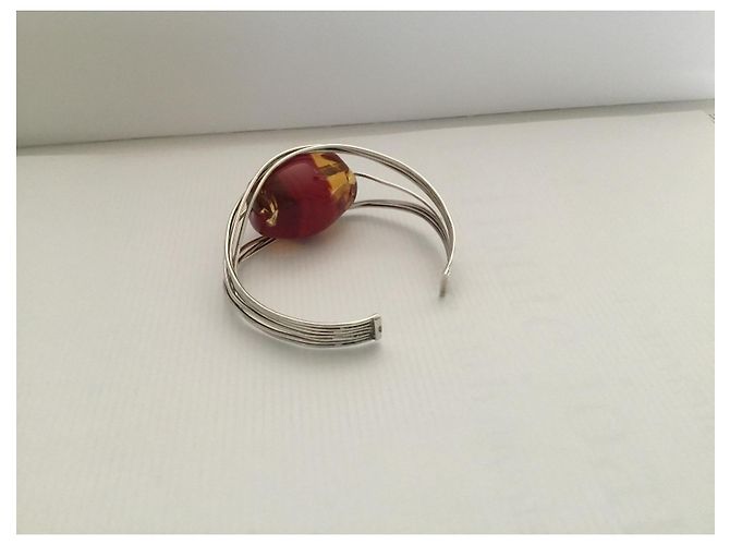 Autre Marque Bracciale a 7 fili in argento sterling 925 con pietra champagne e bordeaux - vista 5