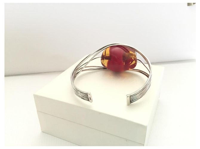 Autre Marque Bracciale a 7 fili in argento sterling 925 con pietra champagne e bordeaux - vista 8