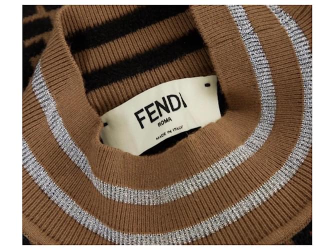 FENDI DAMEN MONOGRAM PULL FF "PRINTS-ON" NICKI MINAJ NEU 40IT Braun - Ansicht 3