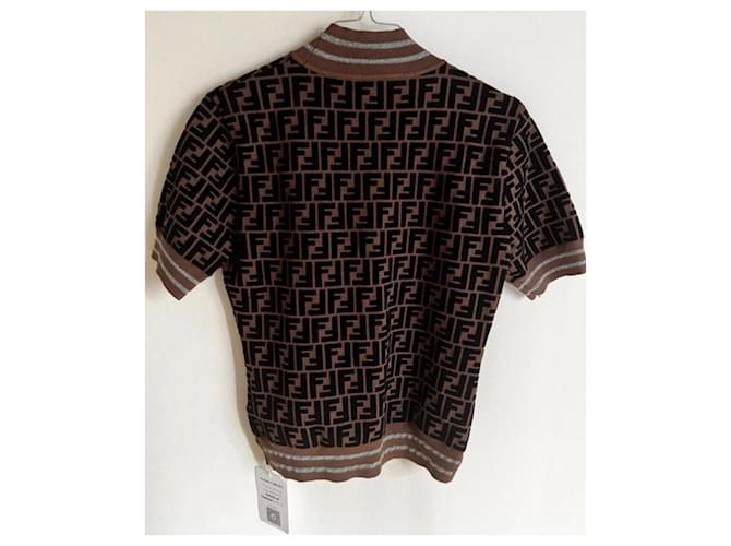 FENDI DAMEN MONOGRAM PULL FF "PRINTS-ON" NICKI MINAJ NEU 40IT Braun - Ansicht 4