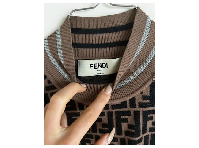 FENDI DAMEN MONOGRAM PULL FF "PRINTS-ON" NICKI MINAJ NEU 40IT Braun - Ansicht 5