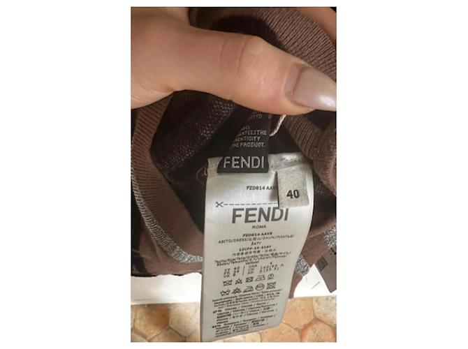 FENDI DAMEN MONOGRAM PULL FF "PRINTS-ON" NICKI MINAJ NEU 40IT Braun - Ansicht 6