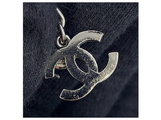 Bracciale in velluto e charm in strass Chanel Nero Argento - vista 7