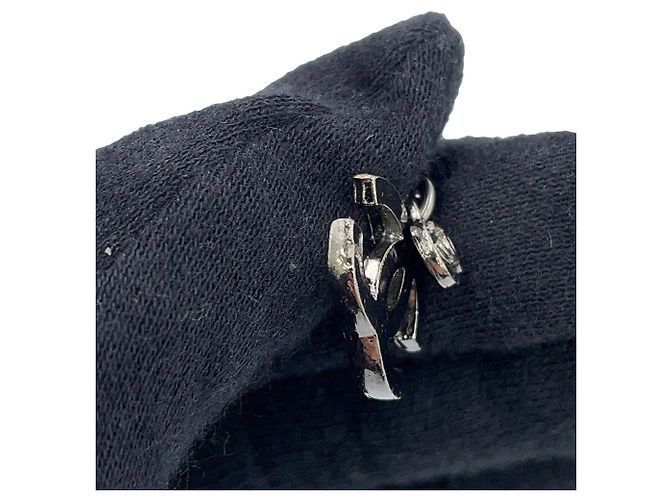 Bracciale in velluto e charm in strass Chanel Nero Argento - vista 8
