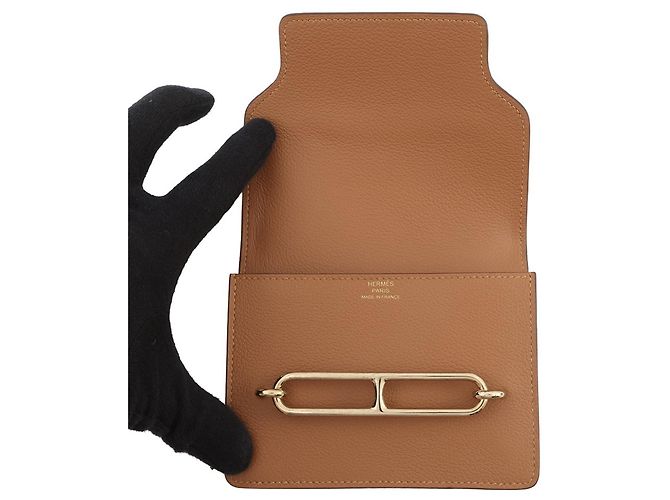 Monedero Roulis Reli Verso de Hermès Beige Verde claro - vista 4