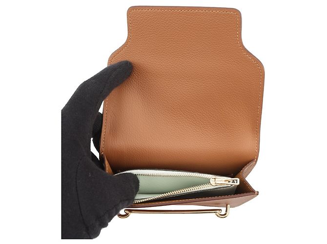 Monedero Roulis Reli Verso de Hermès Beige Verde claro - vista 5