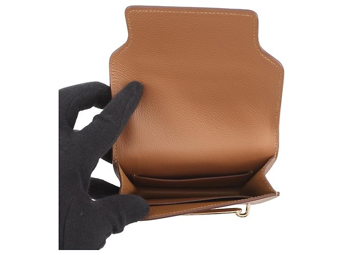 Monedero Roulis Reli Verso de Hermès Beige Verde claro - vista 6