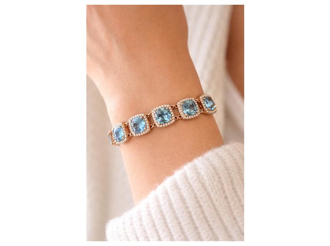 Autre Marque Bracciale Griffe Rouge Pietre Blu e Diamanti Placcato Oro Gold hardware - vista 2