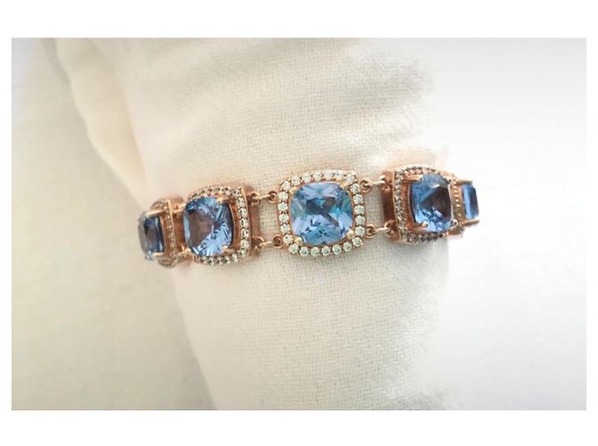Autre Marque Bracciale Griffe Rouge Pietre Blu e Diamanti Placcato Oro Gold hardware - vista 3