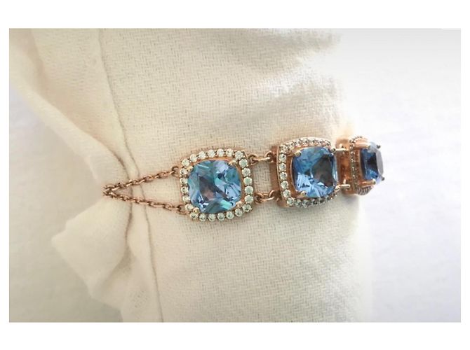 Autre Marque Bracciale Griffe Rouge Pietre Blu e Diamanti Placcato Oro Gold hardware - vista 4