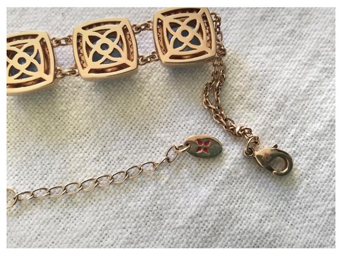 Autre Marque Bracciale Griffe Rouge Pietre Blu e Diamanti Placcato Oro Gold hardware - vista 8