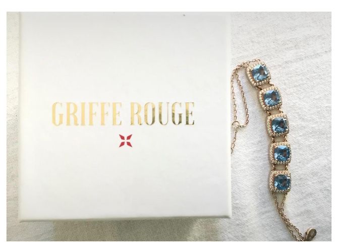 Autre Marque Bracciale Griffe Rouge Pietre Blu e Diamanti Placcato Oro Gold hardware - vista 9