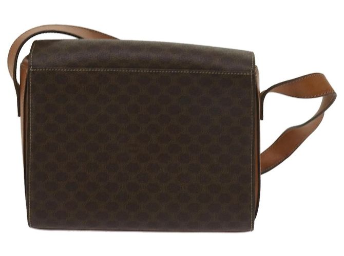 Céline Celine Vintage Macadam Circle Logo Canvas and Leather Marrone - vista 2