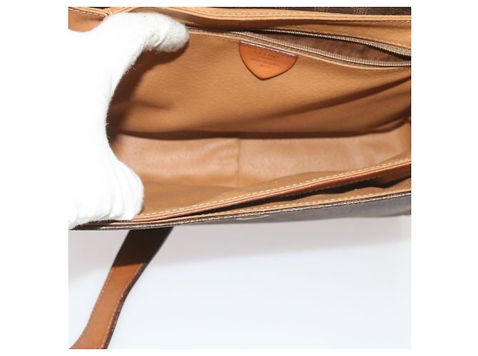 Céline Celine Vintage Macadam Circle Logo Canvas and Leather Marrone - vista 5
