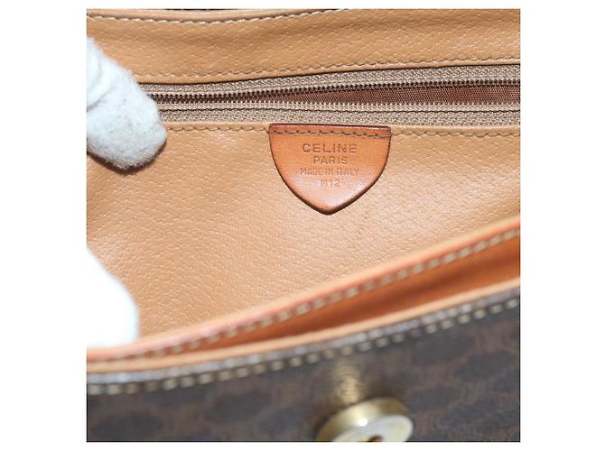 Céline Celine Vintage Macadam Circle Logo Canvas and Leather Marrone - vista 7