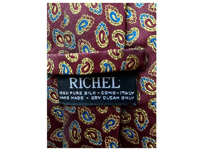 Autre Marque Richel Tie in silk with paisley pattern Red Blue Golden - view 4