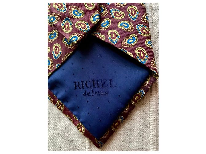 Autre Marque Richel Tie in silk with paisley pattern Red Blue Golden - view 5