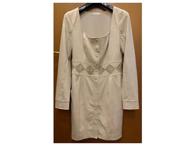 Guess Beiges Wildlederkleid mit dekoriertem Gürtel - Ansicht 2