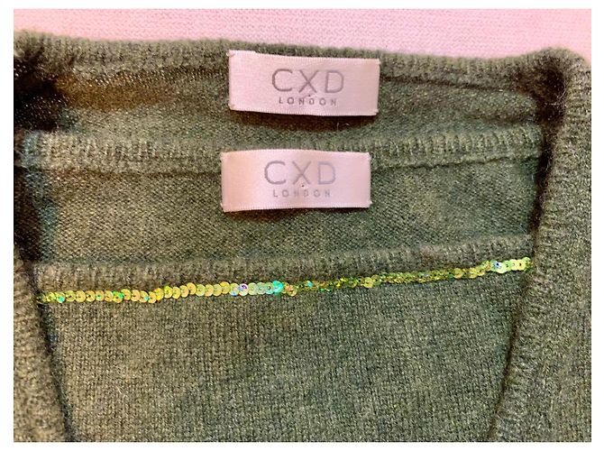 Autre Marque Grüner Cardigan mit Pailletten - Ansicht 2