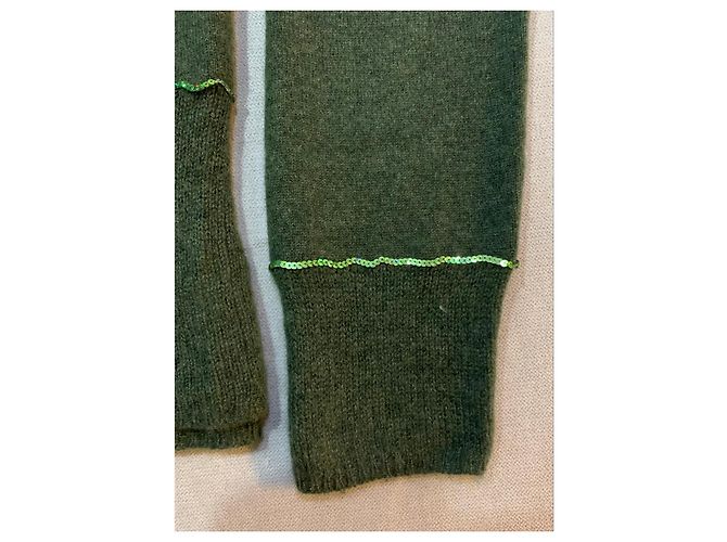 Autre Marque Grüner Cardigan mit Pailletten - Ansicht 3
