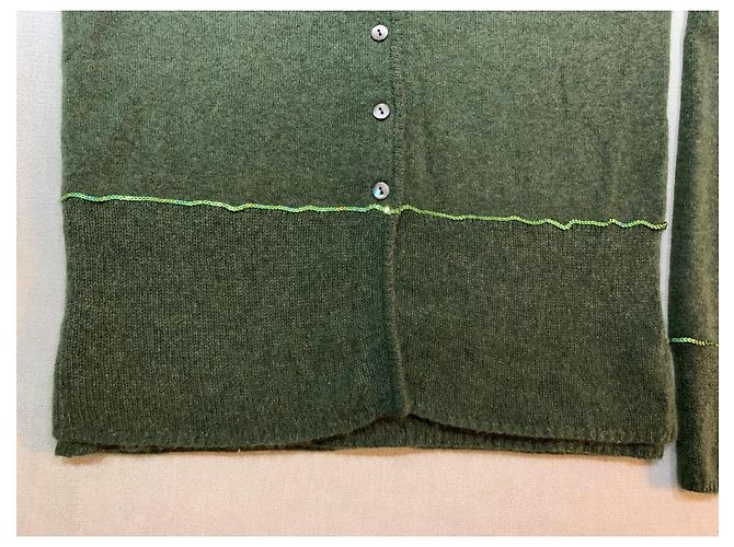 Autre Marque Grüner Cardigan mit Pailletten - Ansicht 4