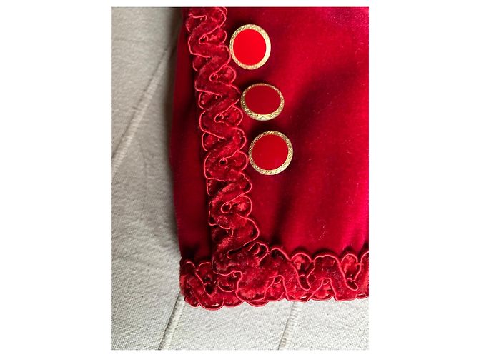 Autre Marque Completo giacca e gonna in velluto rosso - vista 2