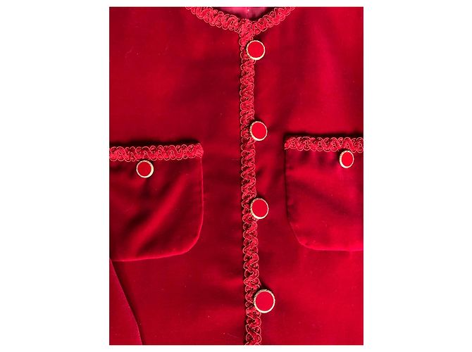 Autre Marque Completo giacca e gonna in velluto rosso - vista 3
