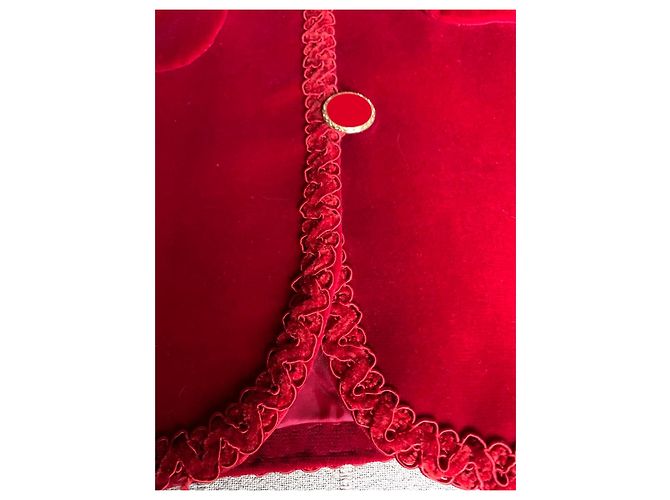 Autre Marque Completo giacca e gonna in velluto rosso - vista 4